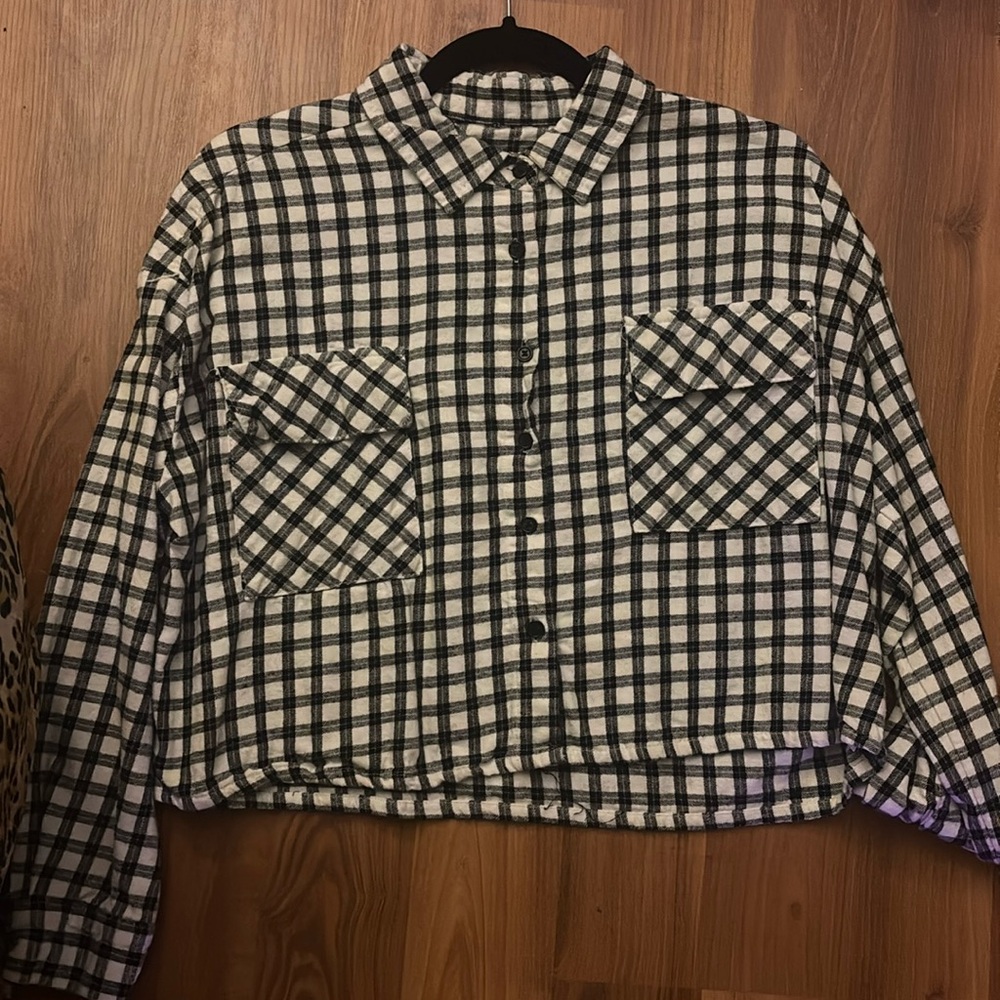 Ardene Black and White Boxy Long Sleeve Shirt
